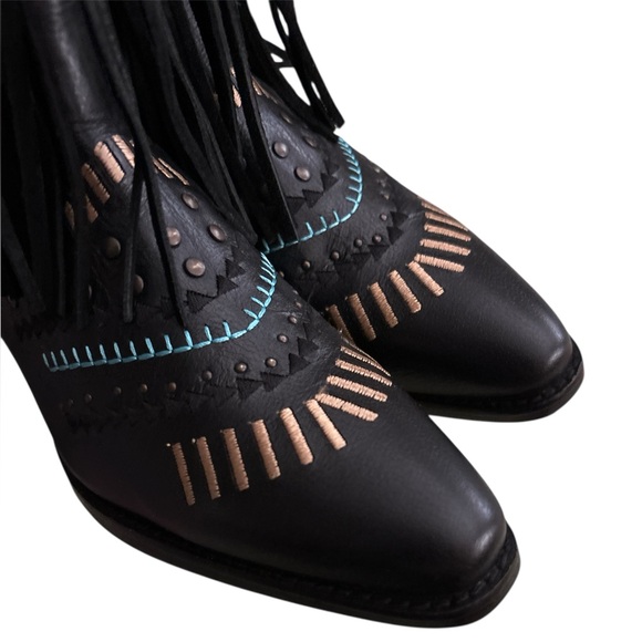 New Dingo cowboy boots embroidered studded tassel cowgirl black, sz 7.5 women’s - Picture 6 of 14